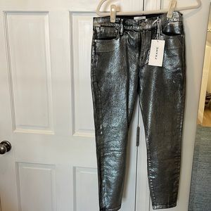 Metallic skinny jeans